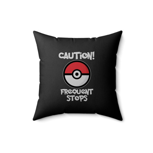 Pokemon Go Caution Frequent Stops Iron On Transfer With Pokeball Square Pillow Cover
