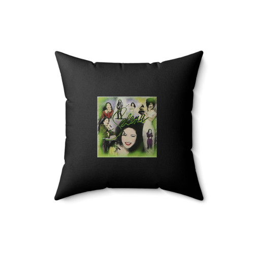Selena Quintanilla Anything For Selena Reina De La Cumbia Green Collage Square Pillow Cover