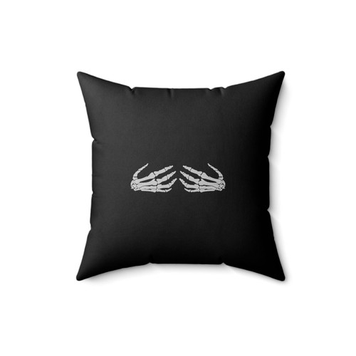 Skeleton Hands On Boobs Funny Goth Halloween Bones Square Pillow Cover