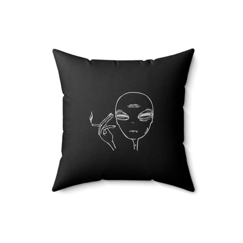 Smoking Alien Tired Of Humans Square Pillow Cover