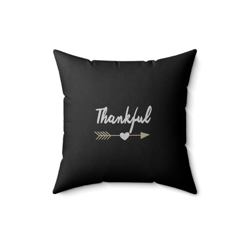 Thankful With Heart Arrow Thanksgiving Give Thanks Square Pillow Cover
