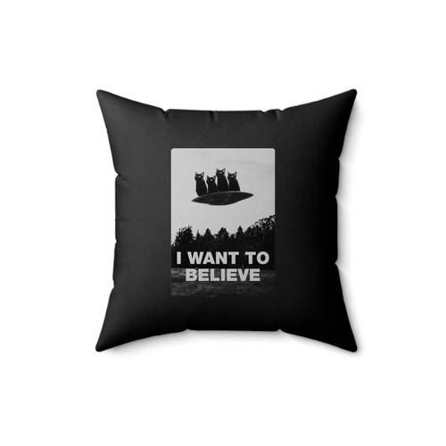 X- Files With Alien Cats I Want Believe Square Pillow Cover