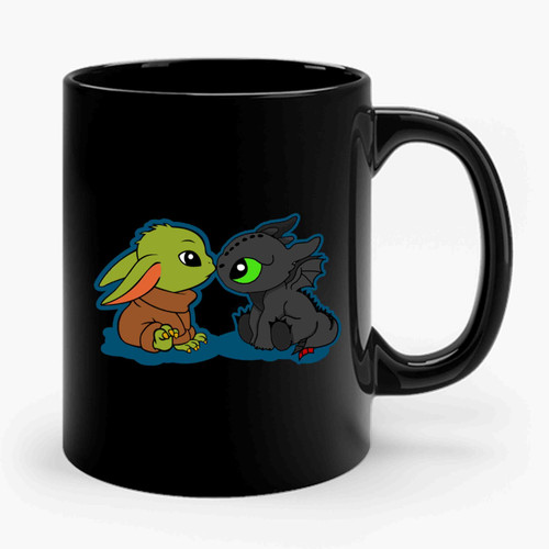 Baby yoda and baby toothless cute kawaii  Ceramic Mug