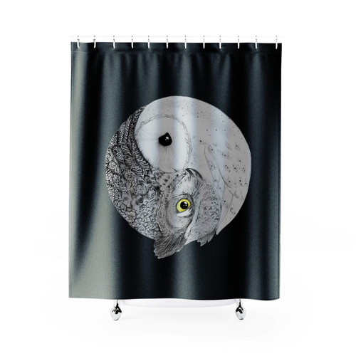 Owl Symbol Yin Yang Shower Curtain
