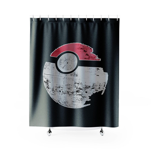 Pokemon Star Wars Death Star Pikachu Darth Vader R2D2 Yoda Shower Curtain