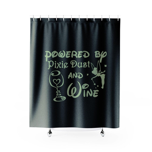 Powered By Pixie Dust And Wine Disney Tinkerbell Shower Curtain
