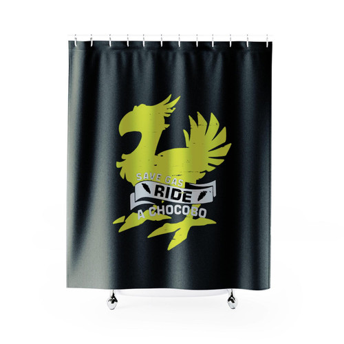 Ride A Chocobo Final Fantasy Inspired Mens Comedy Shower Curtain