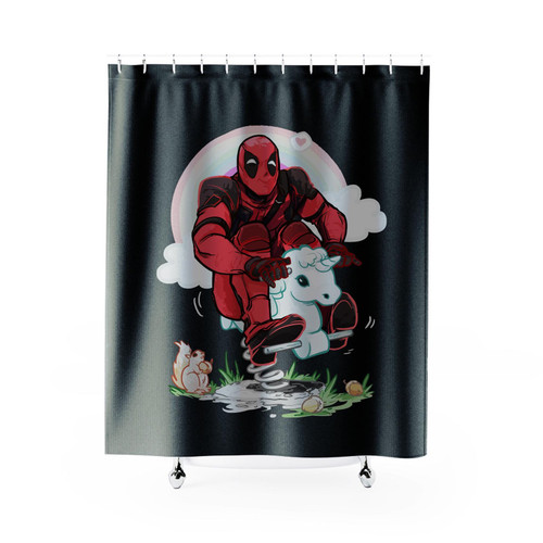 Riding Unicorn Dead Pool Shower Curtain