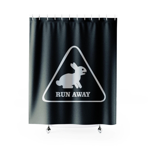 Run Away Monty Python Holy Grail Easter Bunny Rabbit Shower Curtain