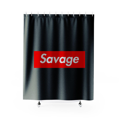 Savage Red Box Logo Shower Curtain