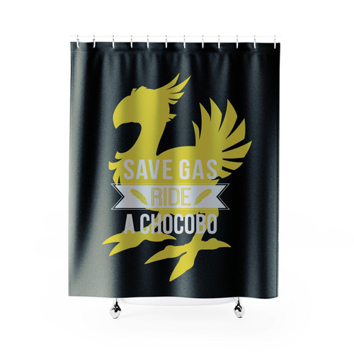 Save Gas Ride A Chocobo Final Fantasy Xv Inspired Shower Curtain