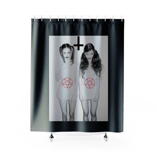 Sexy Girls Girl Anton Satan Lavey Chruch Inverted Cross Shower Curtain