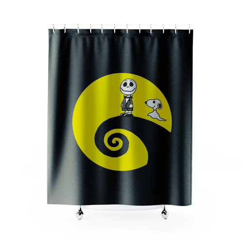 Snoopy Halloween And And Nightmare Before Christmas Charlie Skellington Shower Curtain