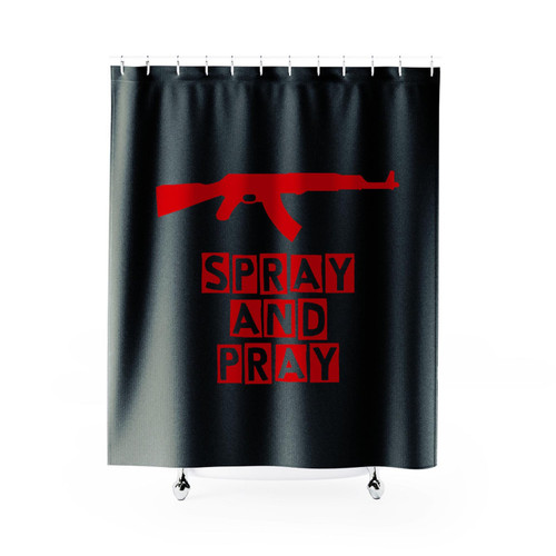 Spray And Pray Gun Shower Curtain