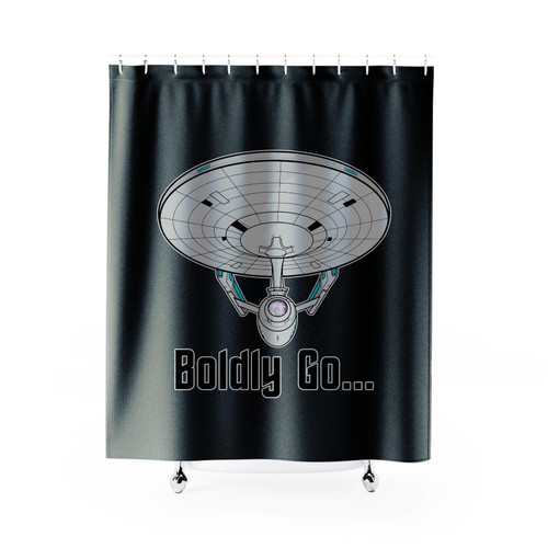 Star Trek Enterprise Boldly Go Shower Curtain