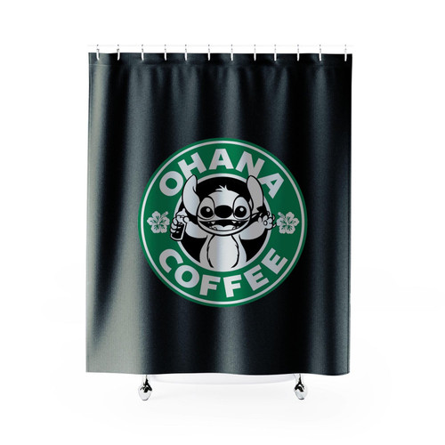 Stitch Ohana Cute Stitch Coffee Shower Curtain