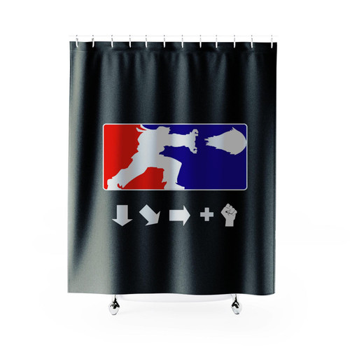 Street Fighter Shoryuken Fireball Nba Logo Inspired Shower Curtain