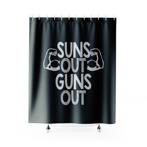 Suns Out Guns Out Flexing Hands Shower Curtain