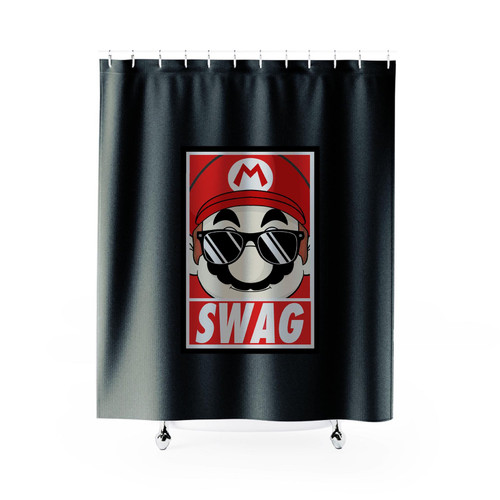 Super Mario Bros Swag Luigi Retro Game 90's Gaming Shower Curtain