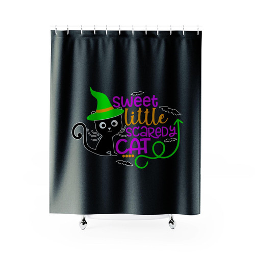 Sweet Little Scaredy Cat Cute Witch Shower Curtain