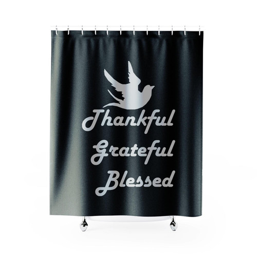 Thankful Grateful Blessed Inspirational Quote Shower Curtain