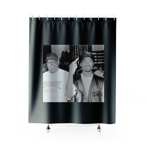 Tupac Middle Finger With Big Eazy E Biggie Shower Curtain