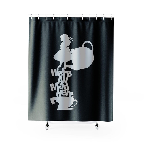 We're All Mad Here Alice In Wonderland Tea Cup Shower Curtain