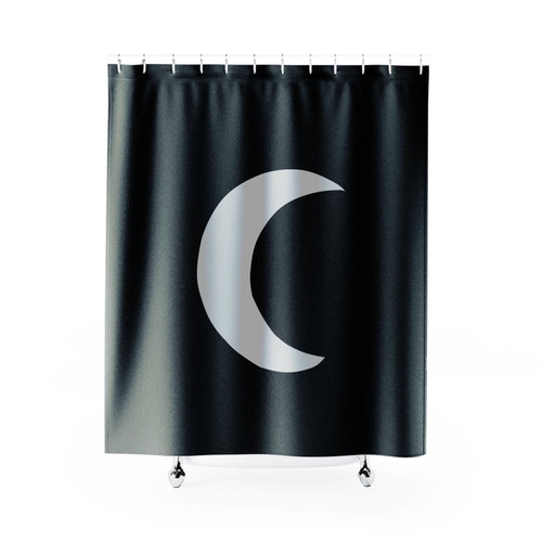 White Crescent Moon Studded Shower Curtain
