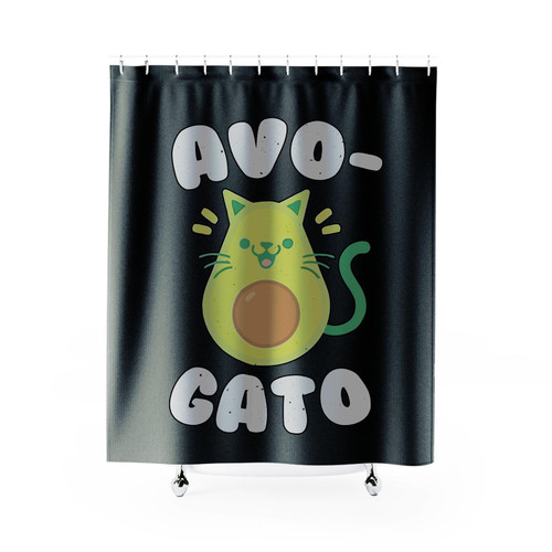 Avocado Cinco De Mayo Avo Gato Cat Lover Avocado Lover Funny Shower Curtain