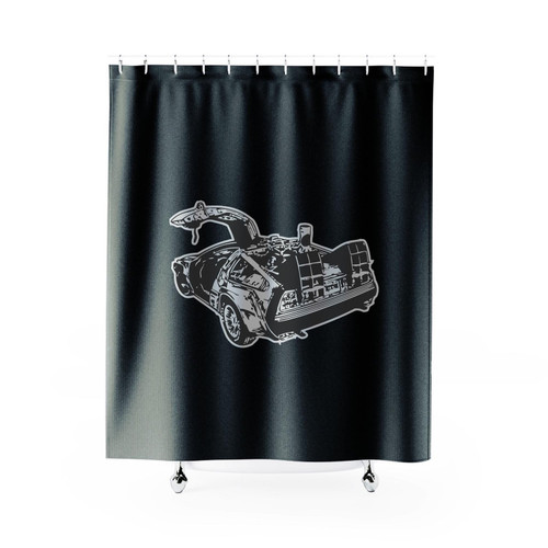 Back To The Future Delorean Marty Mcfly Gigawatts Hoverboard Shower Curtain