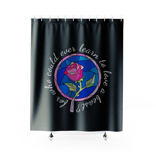 Beauty And The Beast Rose Quote Shower Curtain