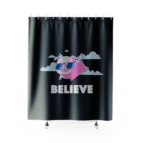 Believe Pig Angel Shower Curtain