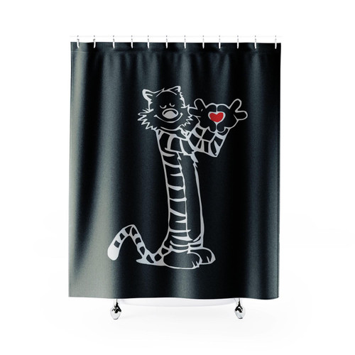 Calvin And Hobbes Heart Love Funny Shower Curtain