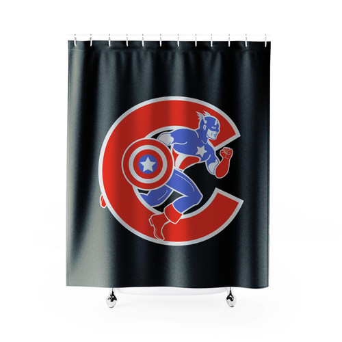 Captain America Meshed With The Chicago Cubs Logo Shower Curtain