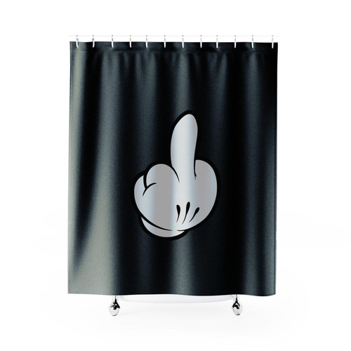 Cartoon Glove Hands Middle Finger Shower Curtain