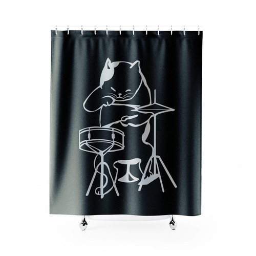 Cat Drummer Music Drum Musician Kitty Shower Curtain