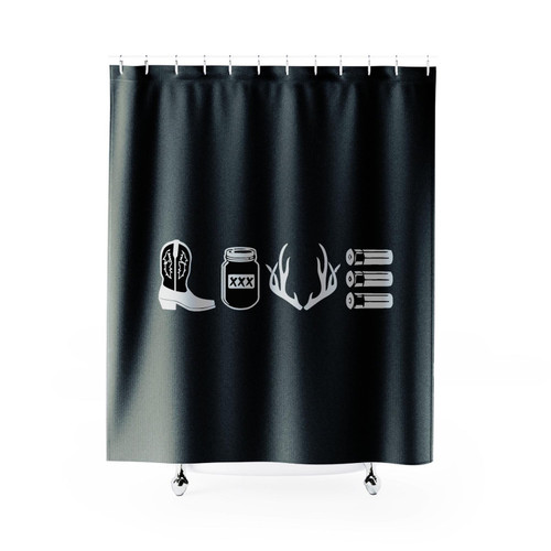 Country Love Western Boots Mason Jar Moonshine Shower Curtain