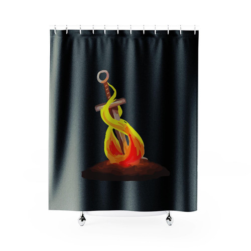 Dark Souls Bonfire Cosplay Gamer Save Point Shower Curtain
