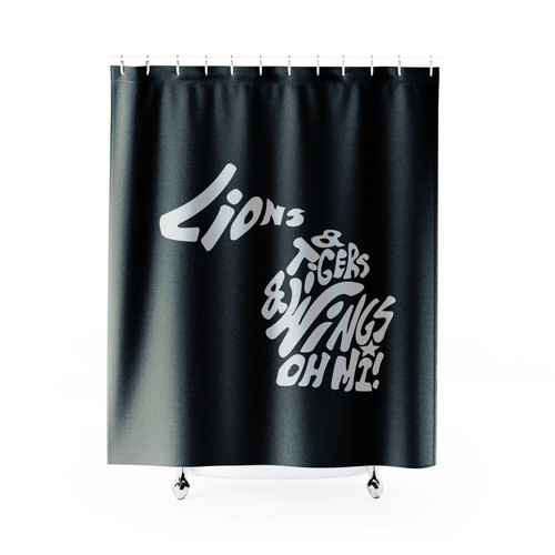 Detroit Lions Tigers Wings Oh Mi Michigander Shower Curtain