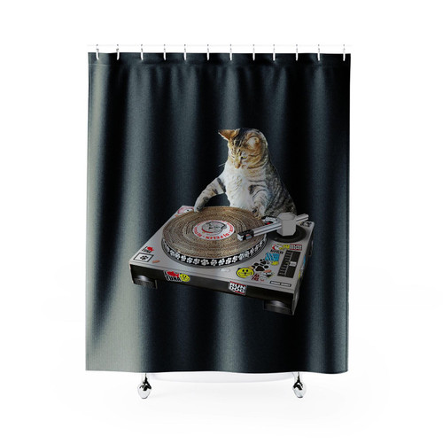 Dj Cat Scratching Pad Shower Curtain