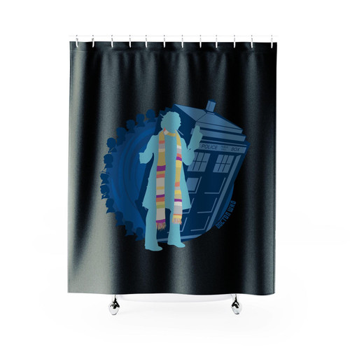 Doctor Who Silhouette Tom Baker Tardis Shower Curtain