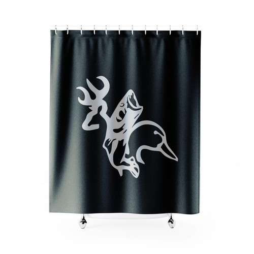 Duck Fish Deer Logo Shower Curtain