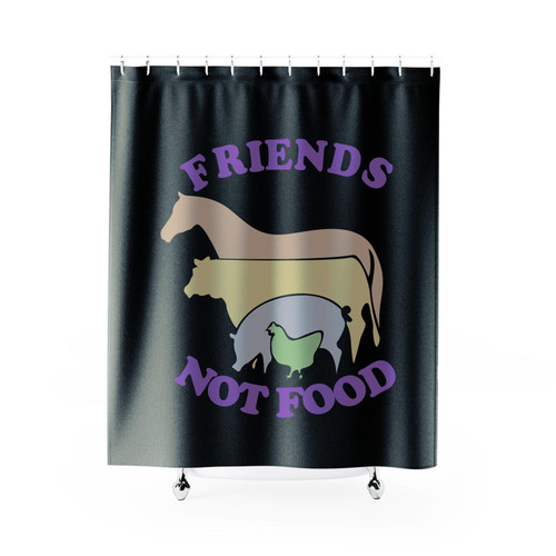 Friends Not Food Vegan Vegetarian Shower Curtain