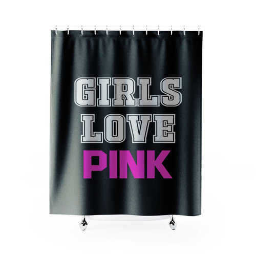 Girls Love Pink Graphic Shower Curtain