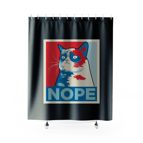 Grumpy Cat Nope Retro Cool Funny Shower Curtain
