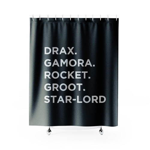 Guardians Of The Galaxy Drax Gamora Rocket Groot Star Lord Shower Curtain