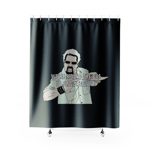 Guy Fieri We're Riding The Bus To Flavortown Shower Curtain