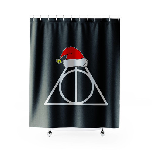 Harry Potter Deathly Hallows Logo Santa Hat Shower Curtain