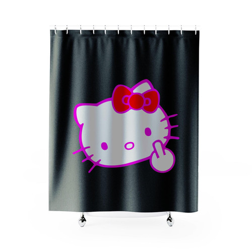 Hello Kitty Rude Middle Finger Cute Shower Curtain Hello Kitty Rude Middle Finger Cute Shower Curtain