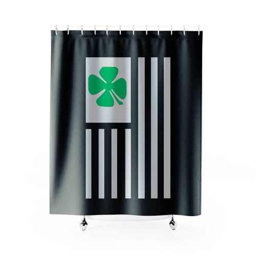 Irish American Flag St. Patrick's Day Shamrock Four Leaf Clover Shower Curtain